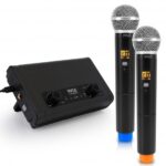 Compact UHF Wireless Microphone System - USB Powered Desktop Mic Receiver System with Adjustable Volume Controls