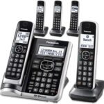 Panasonic Link2Cell Bluetooth Cordless Phone System with HD Audio, Voice Assistant, Smart Call Block and Answering Machine, Expandable Cordless System - 5 Handsets - KX-TGF675S (Black/Silver Trim)