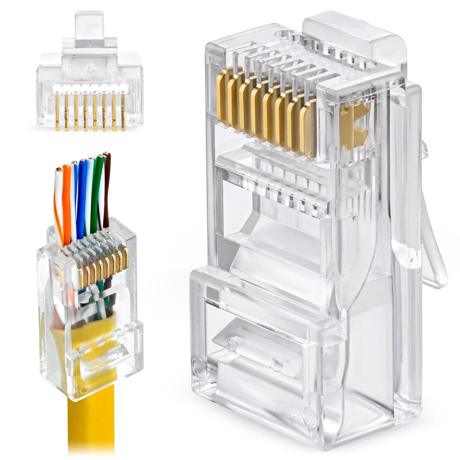 Cat5e Pass Through Modular RJ45 Cat 5E Ethernet Cable Connector Plug ...