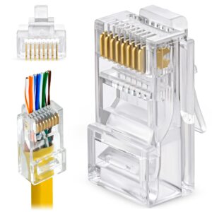 Cat6 Pass Through Modular RJ45 Cat 6 Ethernet Cable Connector Plug Crystal Head 50 PCS