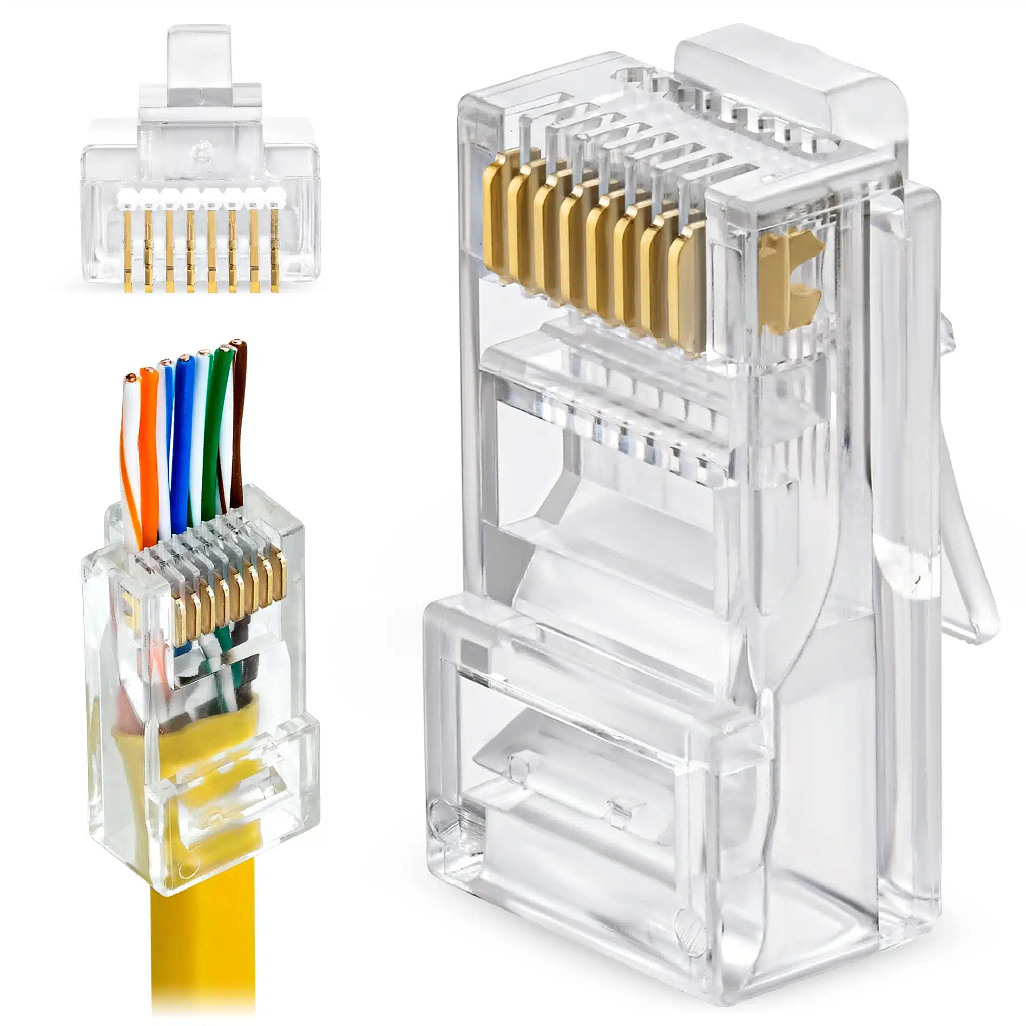 Cat5e Pass Through Modular RJ45 Cat 5E Ethernet Cable Connector Plug Crystal Head 25 PCS