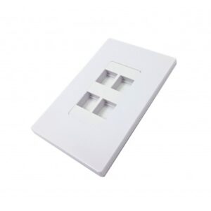 Screwless 4 Port Keystone Jack Wall Plate -White
