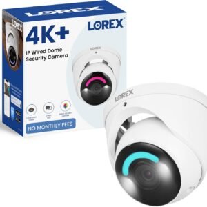 Lorex 4K+ 12MP IP Wired Dome Security Camera with Smart Security Lighting – White (E910DD)