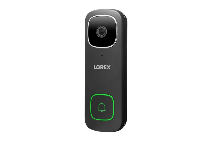 Lorex 2K Wired Wi-Fi Video Doorbell with Color Night Vision & 32GB Storage – Black (B451AJDBC-F)