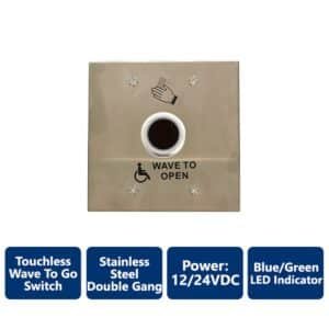 Touchless Wave-to-Open Double Gang Stainless Steel Exit Switch