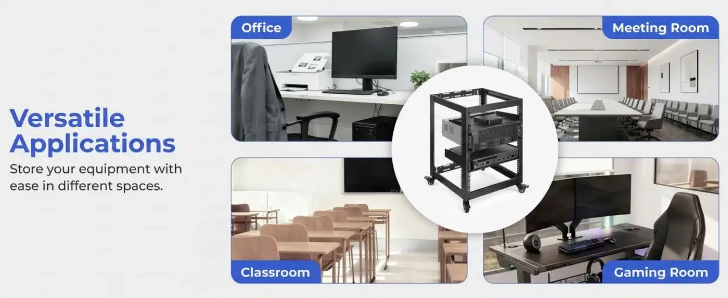 12U 19″ Wall Mount & Free Standing Network Rack with Shelves & Lockable Wheels - Image 11