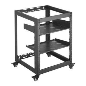 12U 19″ Wall Mount & Free Standing Network Rack with Shelves & Lockable Wheels