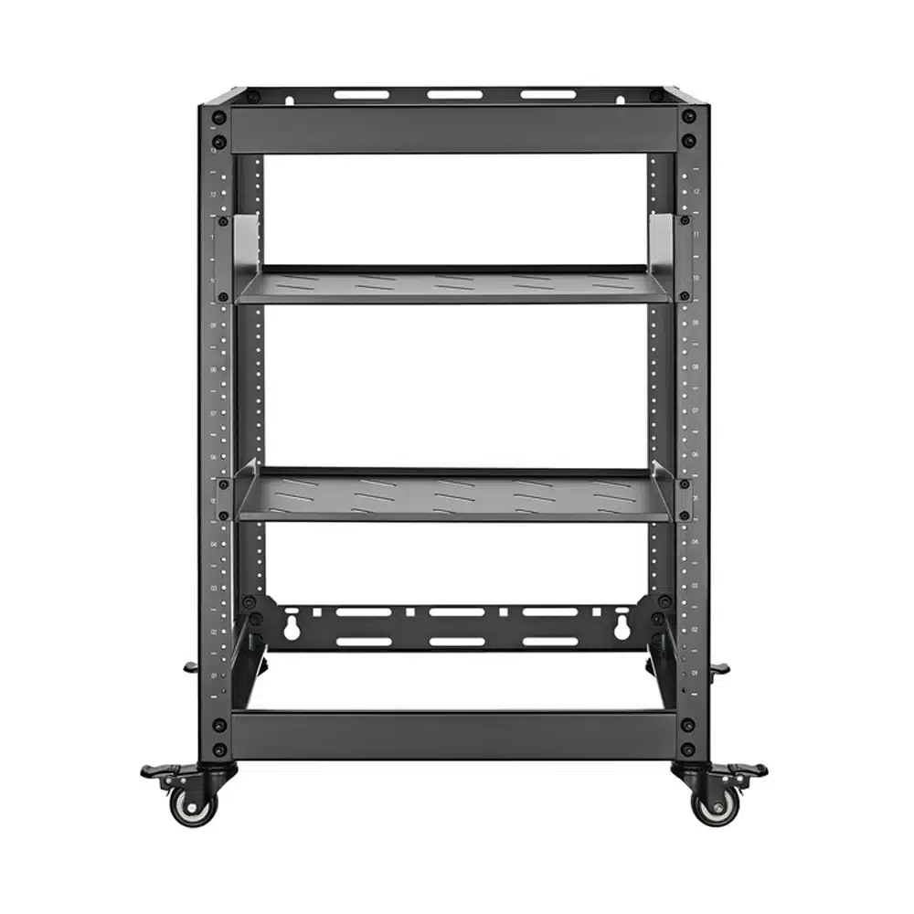 12U 19″ Wall Mount & Free Standing Network Rack with Shelves & Lockable Wheels - Image 2
