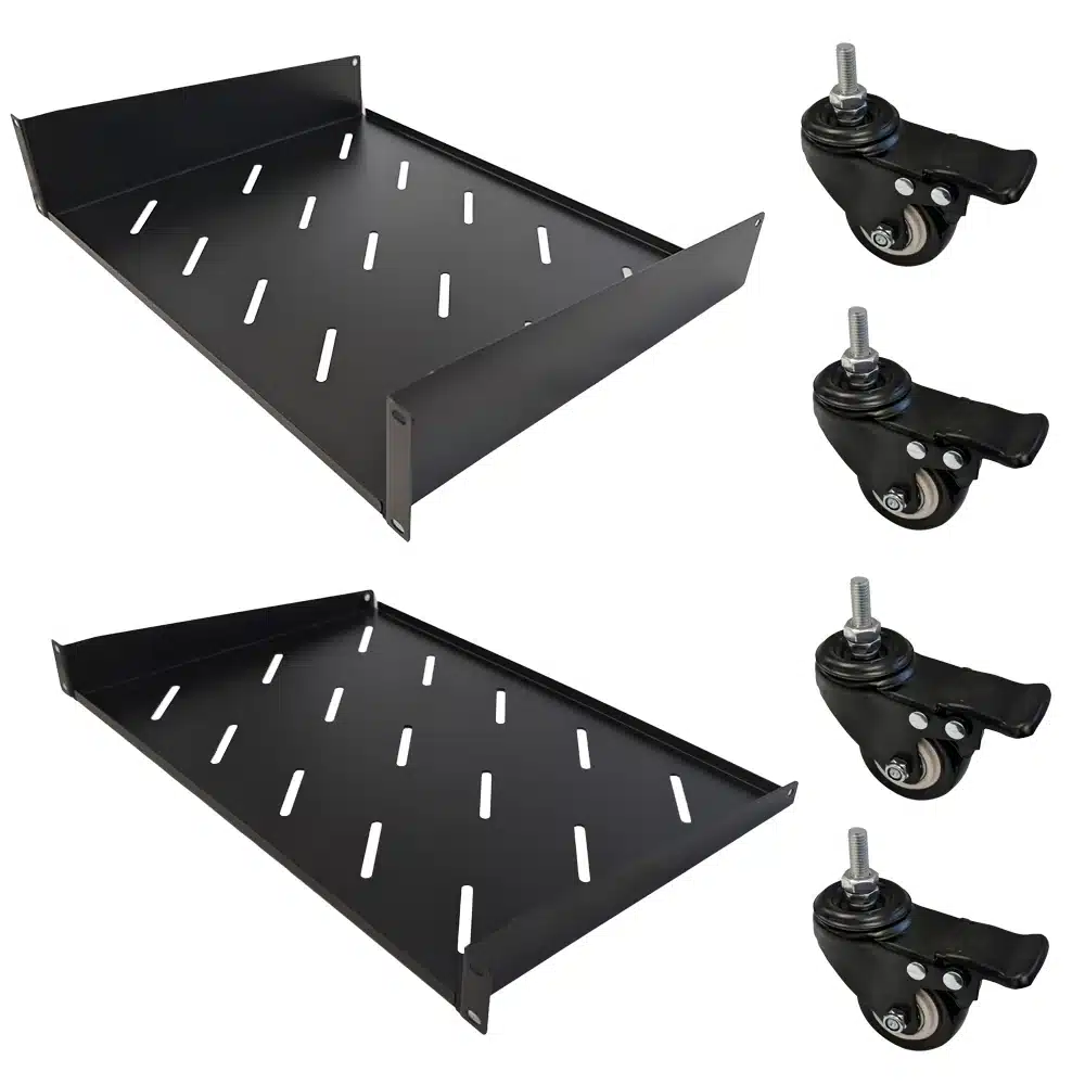 12U 19″ Wall Mount & Free Standing Network Rack with Shelves & Lockable Wheels - Image 5