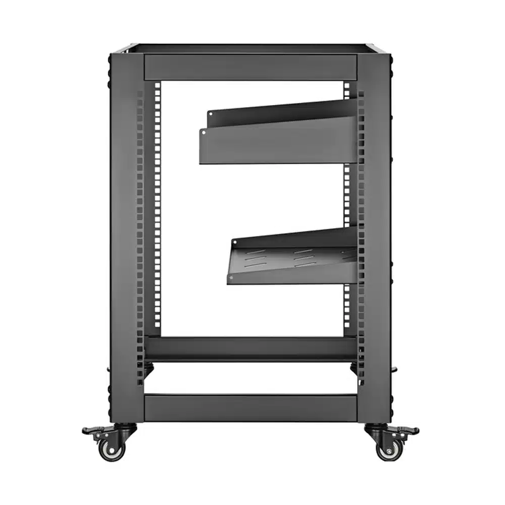 12U 19″ Wall Mount & Free Standing Network Rack with Shelves & Lockable Wheels - Image 3